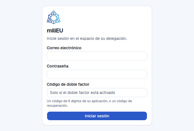 miliEU sign-in screen