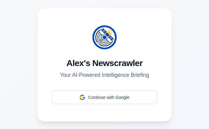 Newstracker sign-in screen